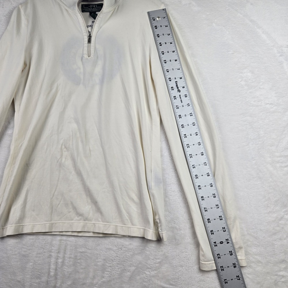 Lauren Active Ralph Lauren Women's Ivory1/4 Zip Sweater Size Medium‎ Logo - Picture 6 of 11